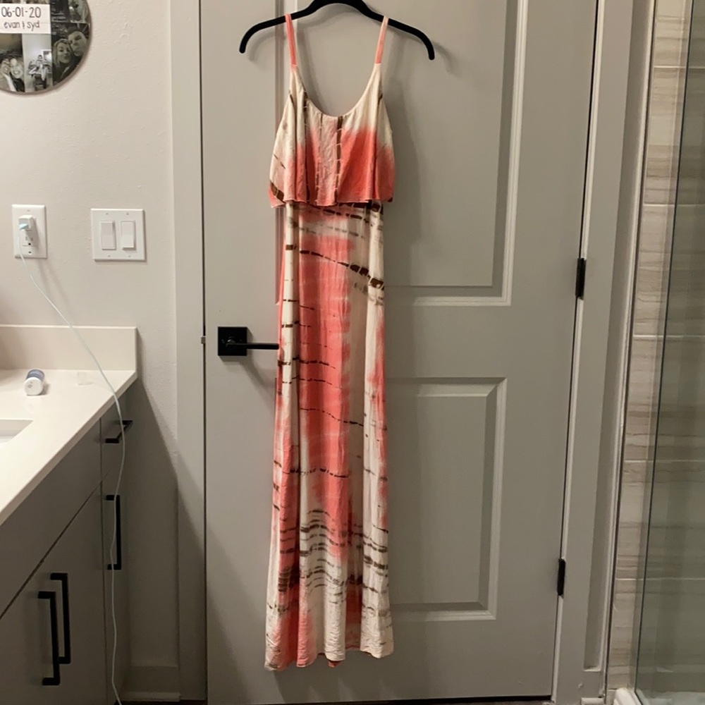 Long Pink Tie dye maxi dress
